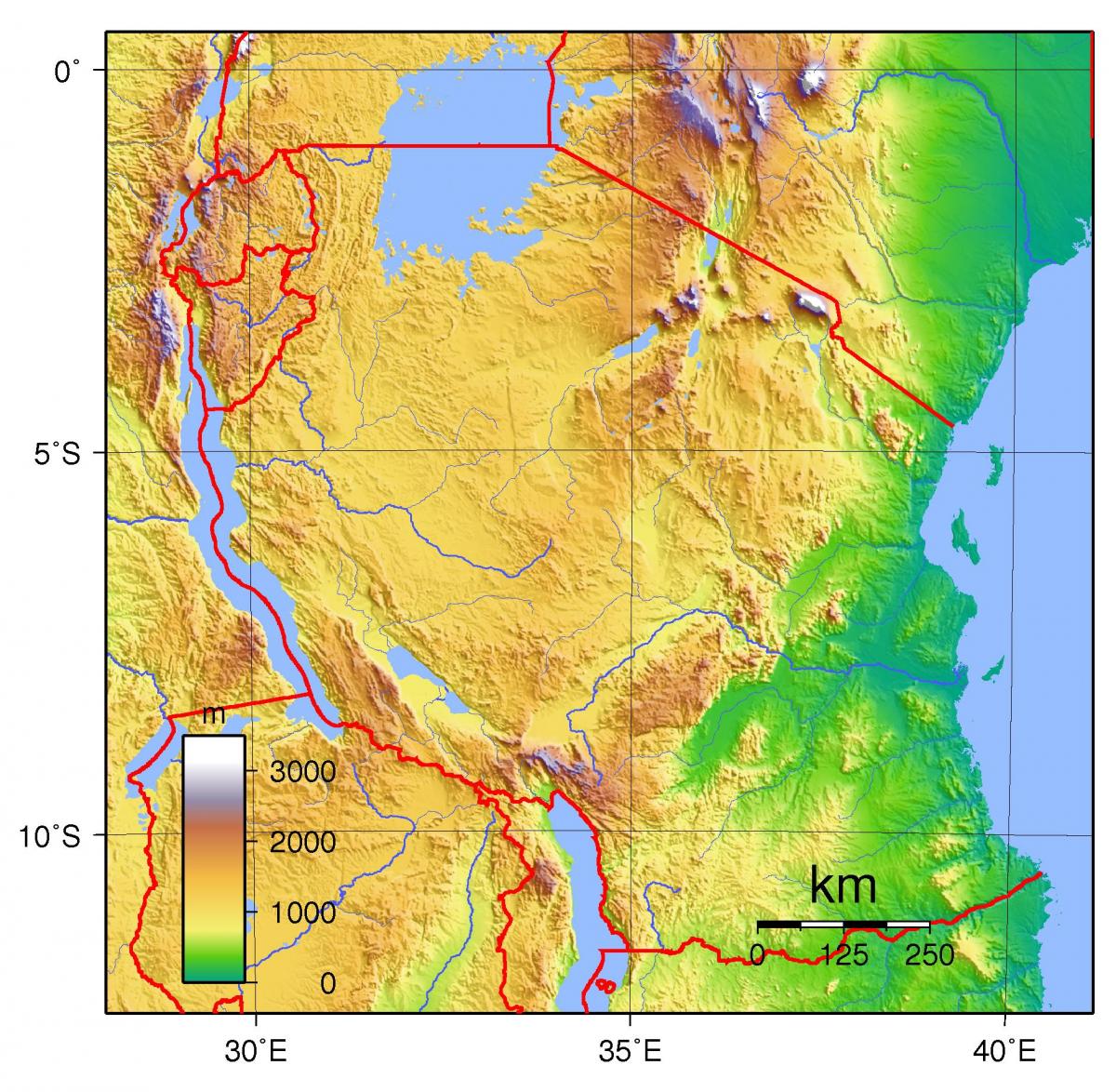 tanzánia topográfiai térkép
