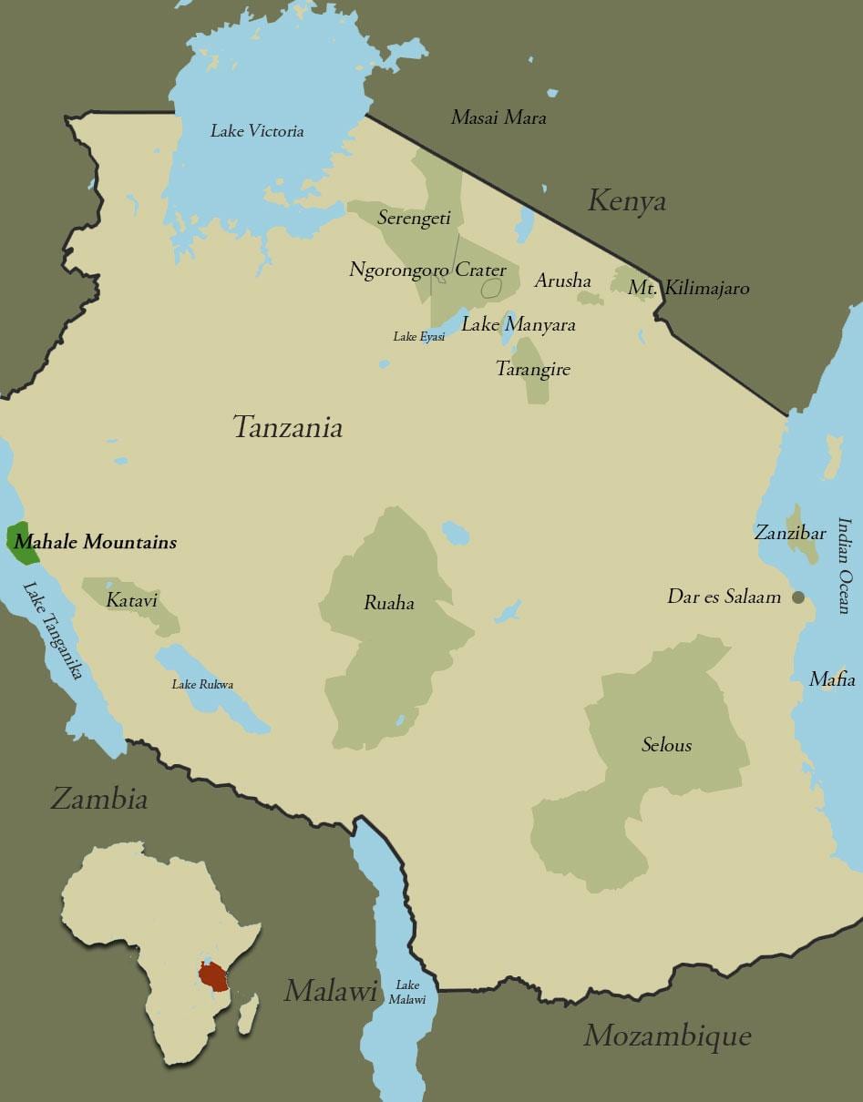 Térkép tanzánia-hegység