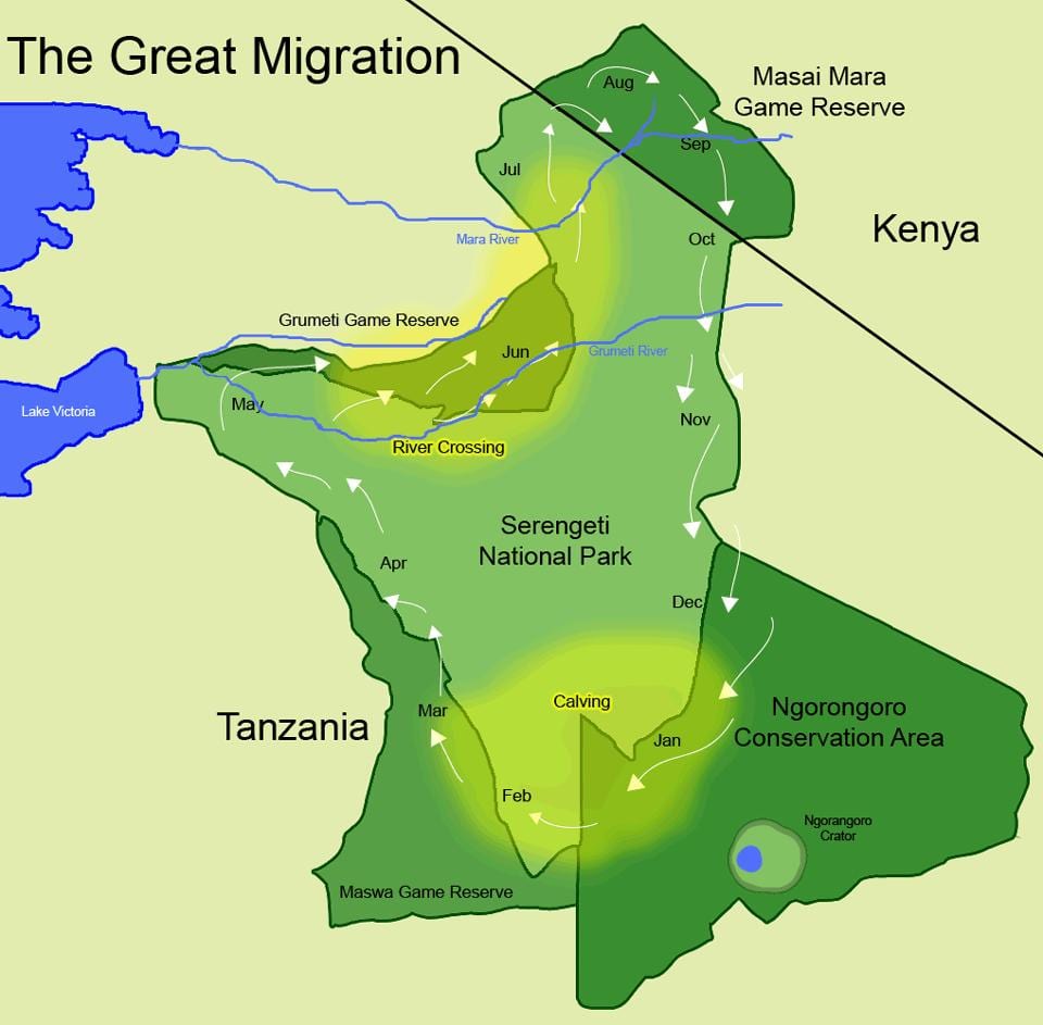 Térkép tanzánia migráció
