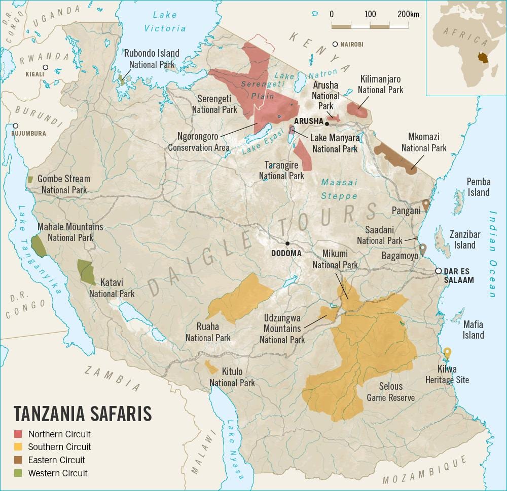 Térkép tanzánia safari