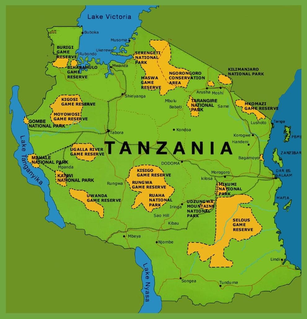 egy térkép tanzánia