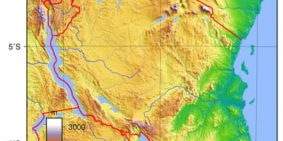 Tanzánia topográfiai térkép