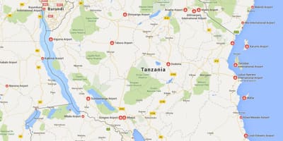 Térkép tanzánia repülőterek 